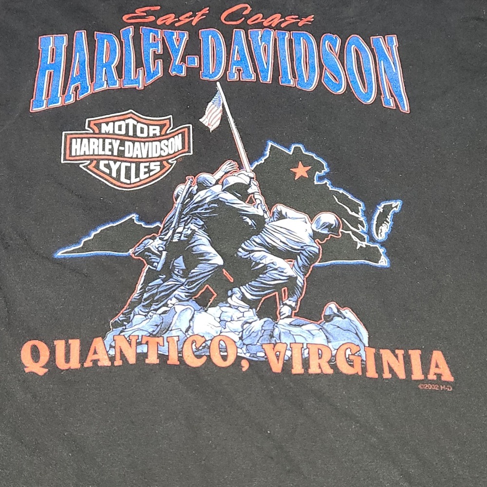 Harley Davidson T Shirt Mens L Black Freedom Eagle Quantico Virginia 2002 USA - Picture 5 of 8